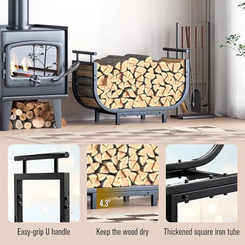 nalone 30 inch firewood rack with carrier bag, close-up detail
