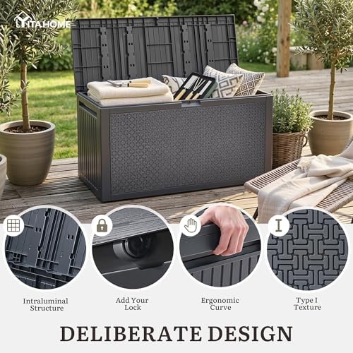 yitahome 95 gallon outdoor storage deck box, close-up detail