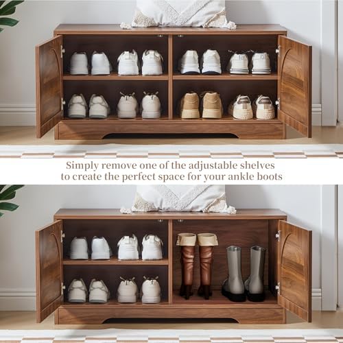 berrymerry 39.4" fluted 2 tier shoe storage bench, close-up detail