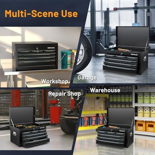 goplus tool box, 24” 6-drawers steel tool chest, front angle view