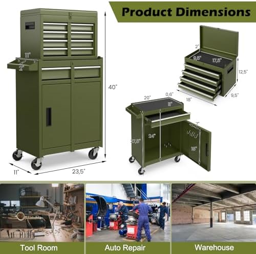 ironmax 2-in-1 detachable rolling metal tool chest, 5, close-up detail