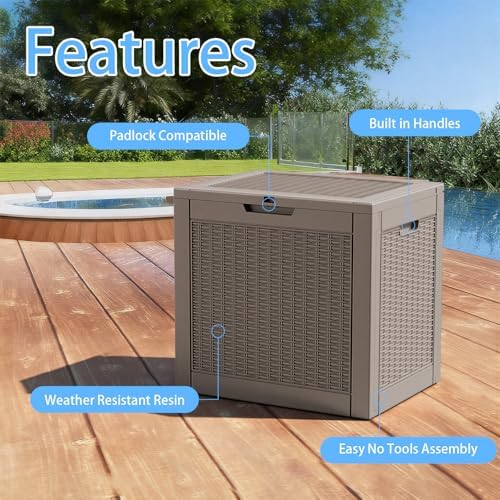 35 gal outdoor storage box waterproof lockable deck shown in use