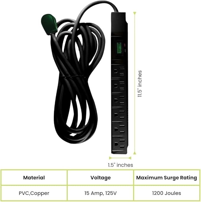 GoGreen Power Inc. 6 Outlet Surge Protector, 15FT Cord, 2 Pack - Image 2