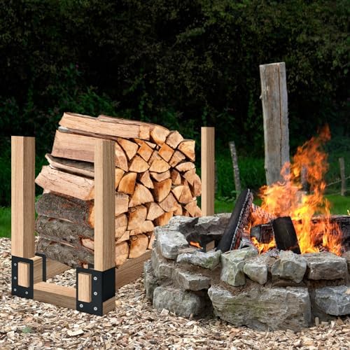 firewood log storage holder 8 pack,firewood rack brackets shown in use