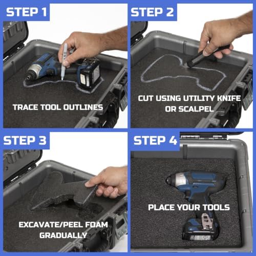 onreva tool box foam organizer 16x12x2 inch 3pack, side view