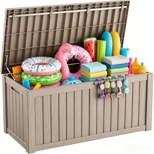 152 gallon resin outdoor storage box, waterproof deck, view 9