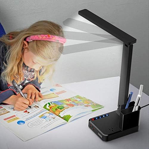 LED Desk Lamp with 3 USB Charging Ports 1 AC Outlet Small Table Lamp - Image 8
