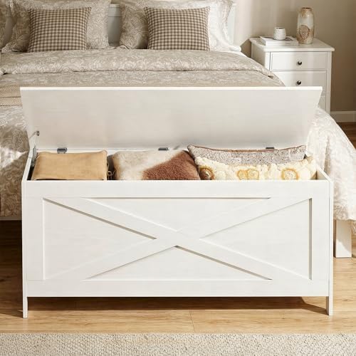 mahancris 39.4" storage chest with lid, storage bench on a desk or shelf
