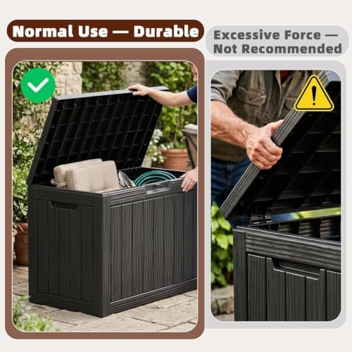 easyup 60 gal outdoor storage box waterproof lockable, front angle view