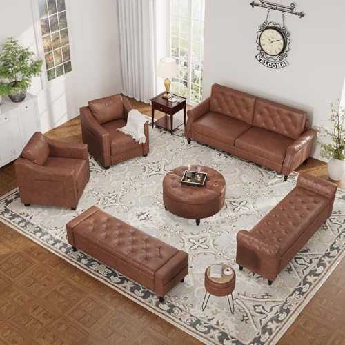 60" storage ottoman bench, faux leather upholstered bed, view 9