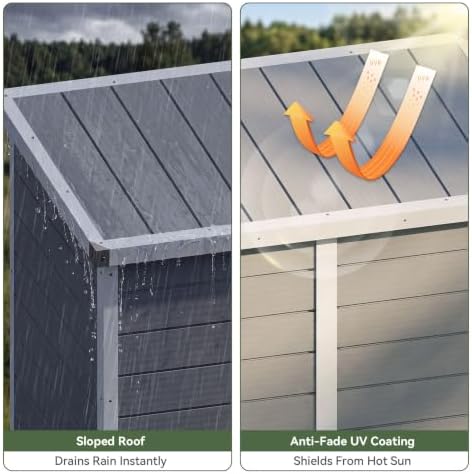 aoxun 55 cuft outdoor tall storage shed, 5×3×7ft, close-up detail