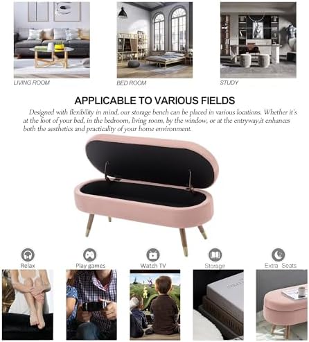 iafike oval storage bench 43.5" ottoman bench upholstered on a desk or shelf
