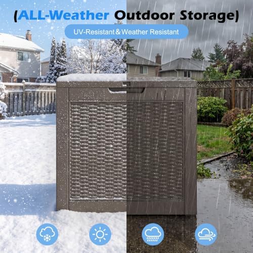 outdoor storage box waterproof, 30 gallon deck box, side view