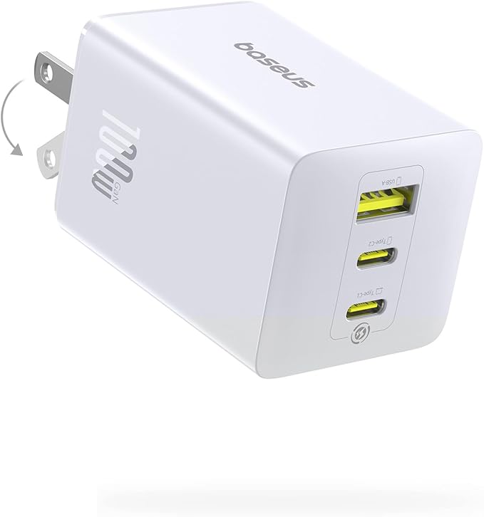 Baseus 100W USB C Charger Block, 3-Port Foldable Compact PPS Wall Charger by Baseus