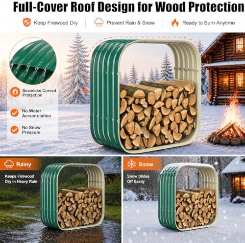 27in firewood rack outdoor indoor, 300lbs capacity,waterproof heavy shown in use