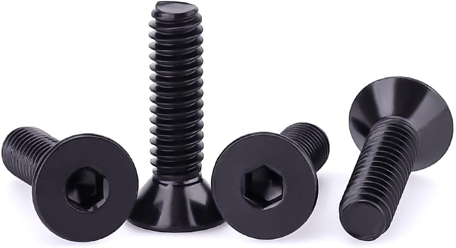 #10-32 x 3/4" Flat Head Socket Head Cap Screws Black, Allen Hex Drive, 304 Stainless Steel 18-8, Black Coated Finish, Corrosion Resistant, Full Thread, Coarse Thread, 50 PCS