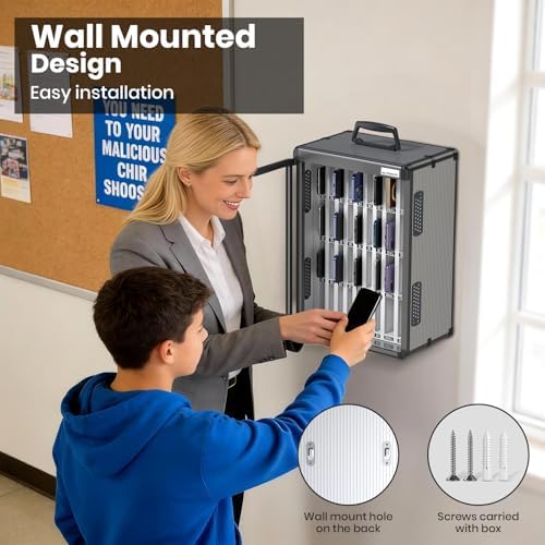 36 slots cell phone locker for classroom, portable showing dimensions