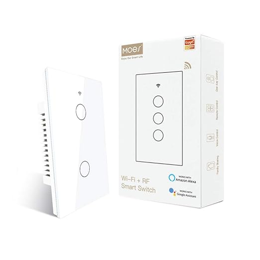 MOES 2.4GHz WiFi Wall Touch Smart Switch Neutral Wire Required, 3 Way by MOES