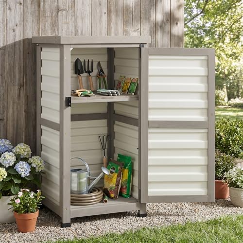 small outdoor storage cabinet with metal top, 18, main product view