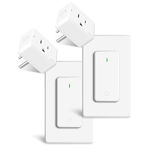 Remote Switch Outlet 2Sets, Wireless On/Off Light Switch Wall Mounted, TUV by greencycle