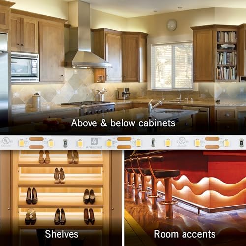 Armacost Lighting RibbonFlex Pro 12V White LED Strip Lights 60 LED/m, 3000K, 20 ft, 142240N