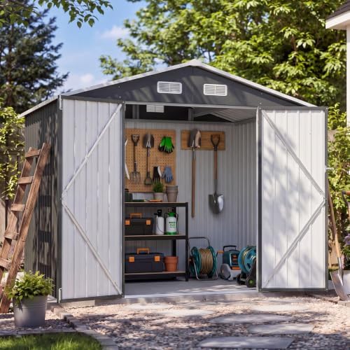 8x6ft outdoor storage shed black, close-up detail