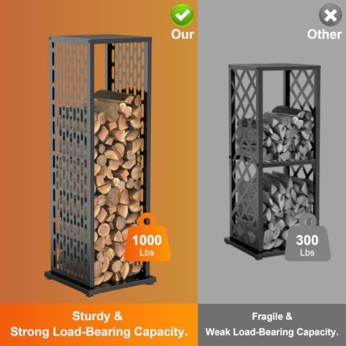 4ft firewood rack indoor, wood rack, metal, 1000 showing dimensions