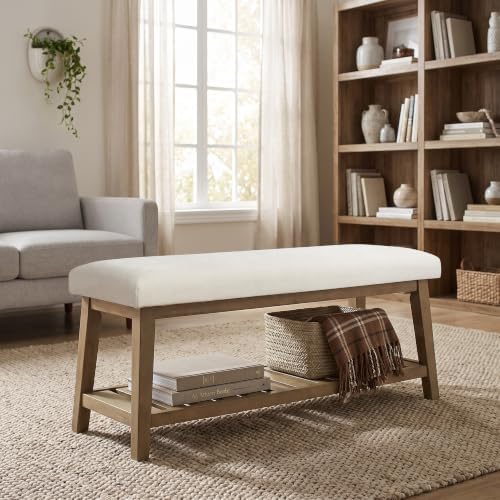 zihanhome entryway shoe bench, end of bed bench,upholstered, front angle view