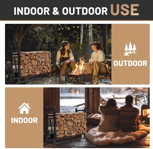 hecasa 33 inch firewood rack w/kindling holder include, package contents