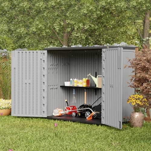 homspark 37 cu.ft outdoor storage shed weather resistant on a desk or shelf
