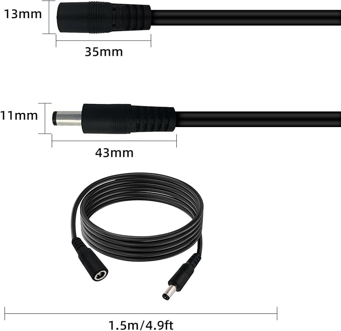 2pcs 16AWG DC Power Extension Cable 5.5mmx 2.1mm Male to Female Connection Cable - Image 3