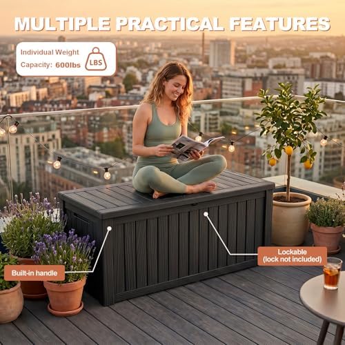 efu outdoor storage box 260 gallon deck box, package contents