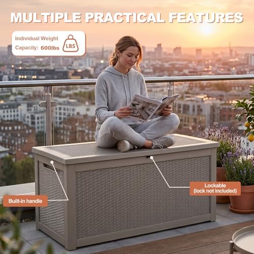 efu outdoor storage box 360 gallon deck box, package contents