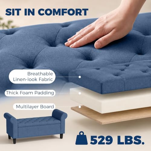 homcom 47" storage ottoman end of bed bench on a desk or shelf