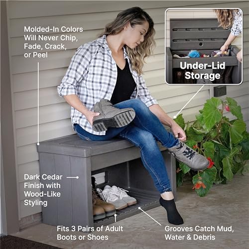step2 lakewood boot bench, functional entryway rack, shoe, side view