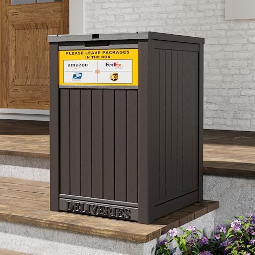 package delivery box for outside, outdoor storage box, front angle view