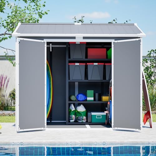 yopto 8x6 ft plastic shed,outdoor storage shed w/ showing dimensions