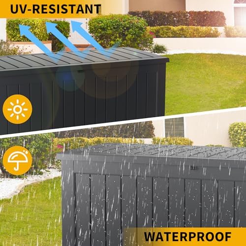 150 gallon outdoor storage box patio deck box, close-up detail