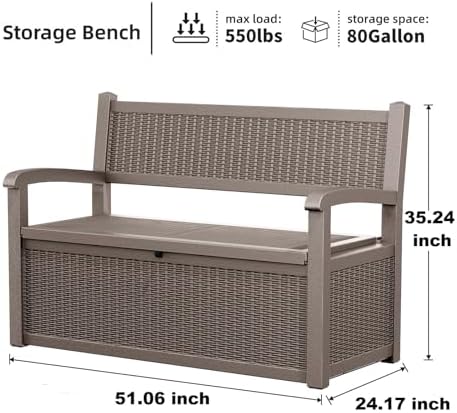 patiozen 80 gallon outdoor storage bench deck box, package contents