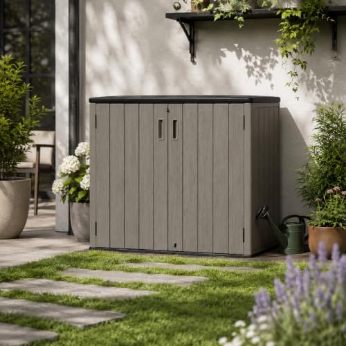 addok outdoor storage cabinet, 37 cu.ft horizontal resin on a desk or shelf