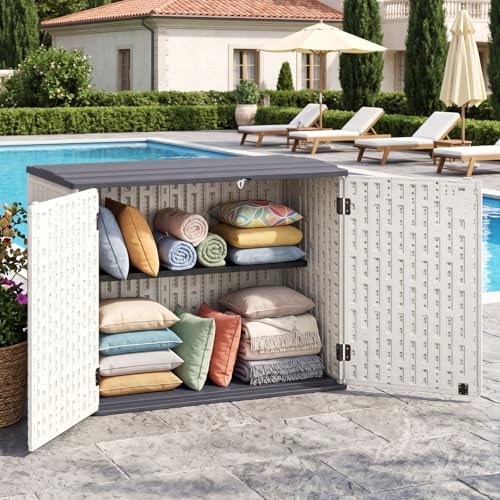 dreamade horizontal outdoor storage cabinet, 20 cu.ft resin, view 9