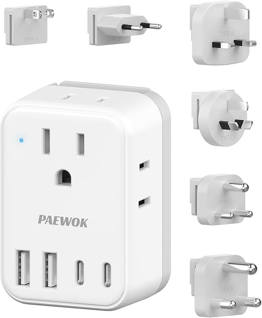 PAEWOK European Travel Plug Adapter Set, 8-in-1 Travel Adapter by PAEWOK