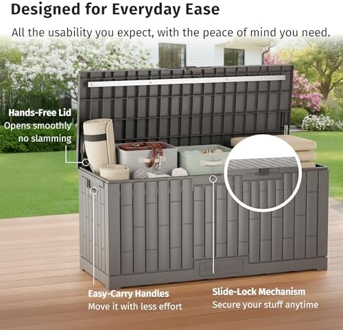 east oak 120 gallon outdoor storage box |, side view