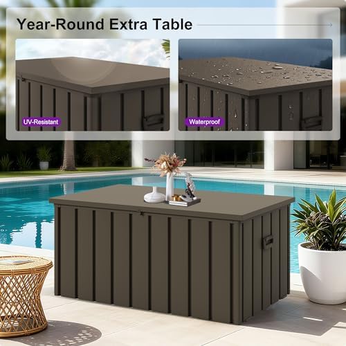 purple leaf outdoor deck box 150 gallon, waterproof, package contents