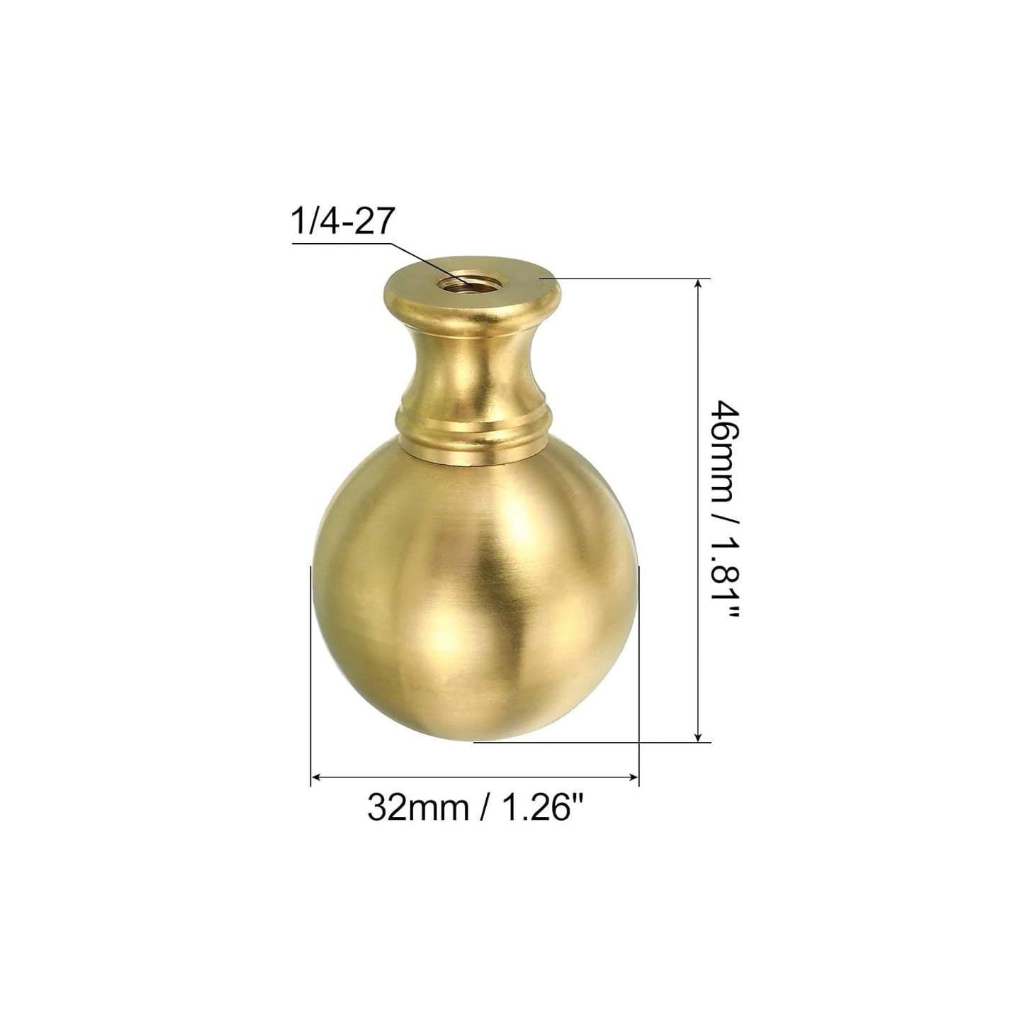 PATIKIL 1/4-27 Lamp Finial Ball Cap Knob, Lamp Shade Harp Top Screw Decoration for Table Lamps Floor Lamps, Brass