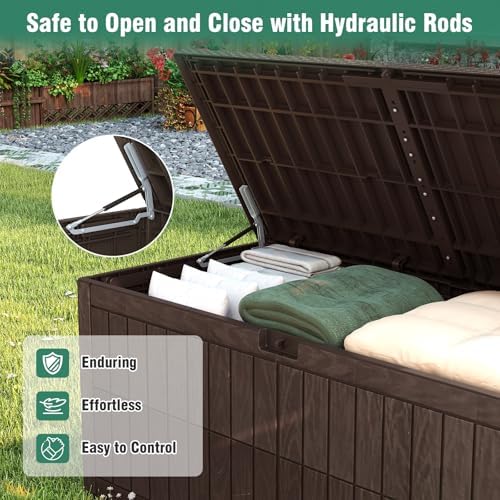 tangkula 180 gallon outdoor storage box with lockable, package contents