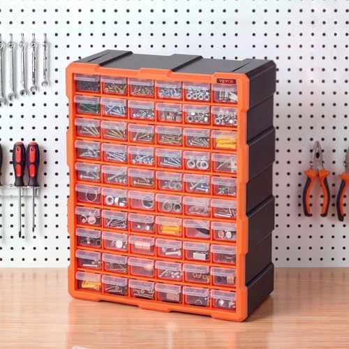 vevor 60-drawer storage organizer, plastic, drawer storage cabinet shown in use