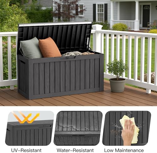 mars villa deck box, outdoor storage box waterproof, side view