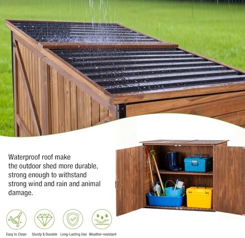 gutinneen outdoor storage shed cabinet with strong iron, close-up detail