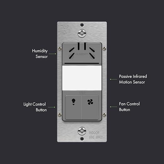 TOPGREENER Humidity Sensor Switch, Dual Tech Humidity PIR Motion Sensor Switch - Image 2